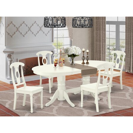 East West Furniture 5 Piece Vancouver Dining Room Set - Linen White VAKE5-LWH-W